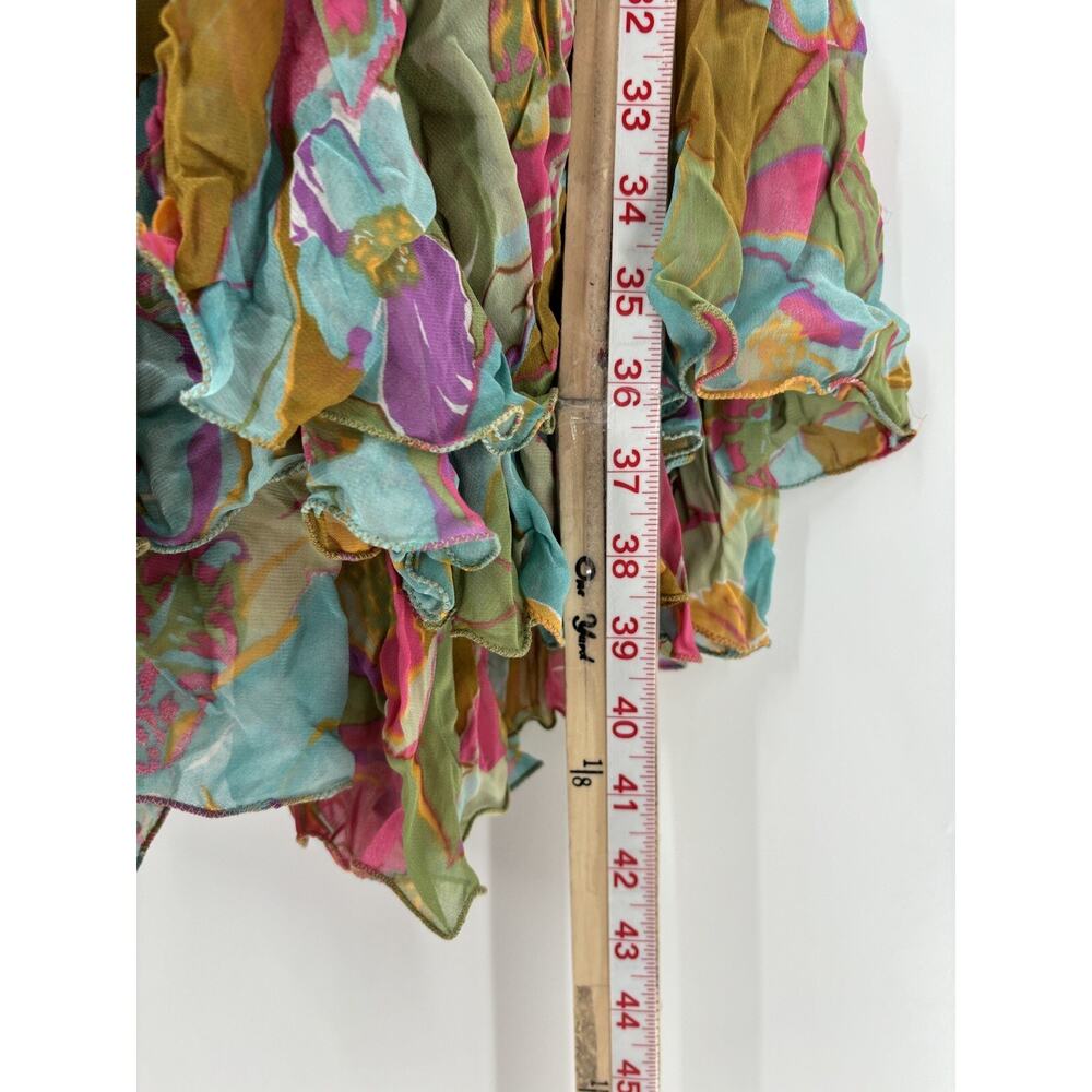Mila Schon Vintage Dress Blazer Womens 42 / 48 Multicolor Floral Ruffles Layered - Picture 16 of 16